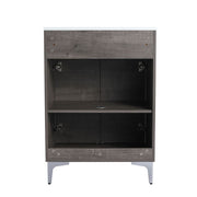 Bellaterra Home 500604-24 Manchester 24" vanity, Gray Oak, solid surface resin top, rear view