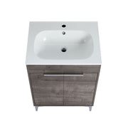 Bellaterra Home 500604-24 Manchester 24" vanity, Gray Oak, solid surface resin top, countertop and sink close-up