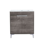 Bellaterra Home 500604-30 Manchester 30" vanity, Gray Oak, solid surface resin top, front view on a white background