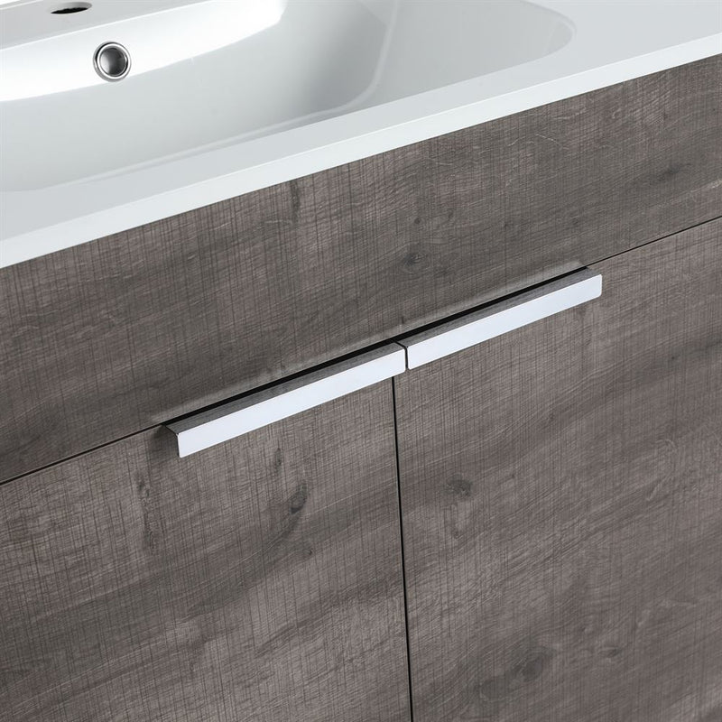 Bellaterra Home 500604-30 Manchester 30" vanity, Gray Oak, solid surface resin top, countertop and sink close-up