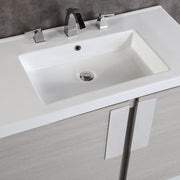 Bellaterra Home 500822-36 Modern 36" vanity, Gray Pine, white ceramic top, countertop and sink close-up