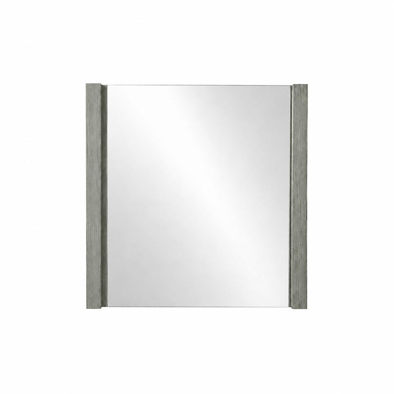 Bellaterra Home 502001B-MIR-30 29.5" mirror, Gray Pine, front view on a white background
