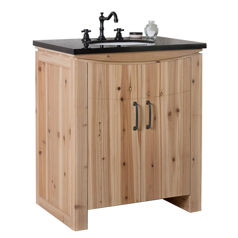 Bellaterra Home 6001-30-NL-BG Natural 30" vanity, Natural, black galaxy granite top, angled view on a white background