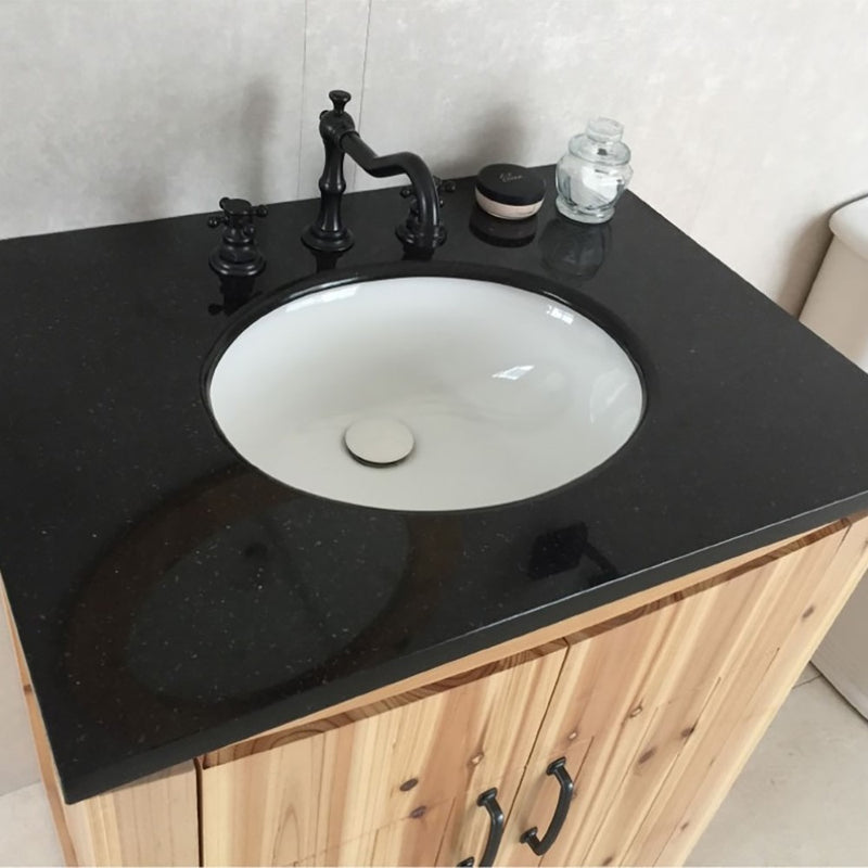 Bellaterra Home 6001-30-NL-BG Natural 30" vanity, Natural, black galaxy granite top, countertop and sink close-up