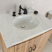 Bellaterra Home 6001-30-NL-JW Natural 30" vanity, Natural, jazz white marble top, countertop and sink close-up