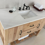 Bellaterra Home 6004-48-NL-JW Natural 48" vanity, Natural, jazz white marble top, countertop and sink close-up