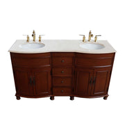 Bellaterra Home 603316-LW-AM Natural 62" vanity, Walnut, marble top, countertop and sink close-up