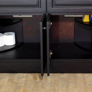Bellaterra Home 605522A Natural 55" vanity, Dark Mahogany, white carrara top, cabinet interior close-up