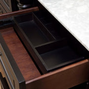 Bellaterra Home 605523 20" storage cabinet, Dark Mahogany, angled view with the drawer open