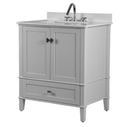 Bellaterra Home 800631-31-LG Aurora 31" vanity, Light Gray, white engineered stone top, front view on a white background