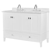 Bellaterra Home 800631-49D-WH Aurora 49" vanity, White, white engineered stone top, front view on a white background