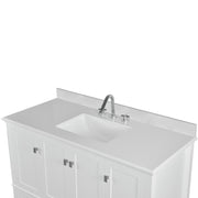 Bellaterra Home 800631-49S-WH Aurora 49" vanity, White, white engineered stone top, countertop and sink close-up