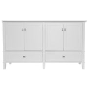 Bellaterra Home 800631-61D-WH Aurora 61" vanity, White, white engineered stone top, angled view on a white background
