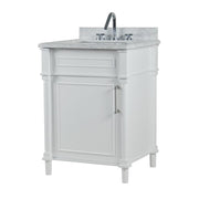 Bellaterra Home 800632-24BN-WH Napa 24" vanity, White, white Carrara marble top, angled view on a white background