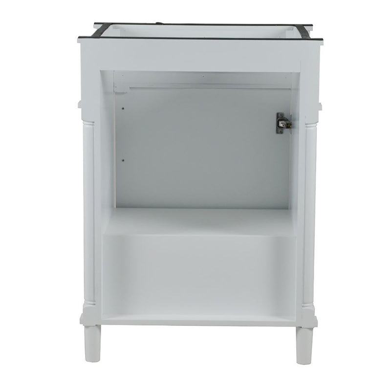 Bellaterra Home 800632-24BN-WH Napa 24" vanity, White, white Carrara marble top, rear view