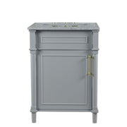 Bellaterra Home 800632-24GD-LG Napa 24" vanity, Light Gray, white Carrara marble top, front view on a white background