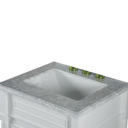 Bellaterra Home 800632-24GD-LG Napa 24" vanity, Light Gray, white Carrara marble top, countertop and sink close-up