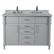 Bellaterra Home 800632-48DBN-LG Napa 48" vanity, Light Gray, white Carrara marble top, front view on a white background