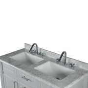 Bellaterra Home 800632-48DBN-LG Napa 48" vanity, Light Gray, white Carrara marble top, countertop and sink close-up