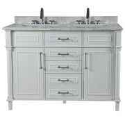 Bellaterra Home 800632-48DBN-WH Napa 48" vanity, White, white Carrara marble top, front view on a white background