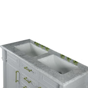 Bellaterra Home 800632-48DGD-LG Napa 48" vanity, Light Gray, white Carrara marble top, countertop and sink close-up