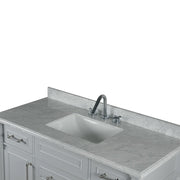 Bellaterra Home 800632-48SBN-LG Napa 48" vanity, Light Gray, white Carrara marble top, countertop and sink close-up