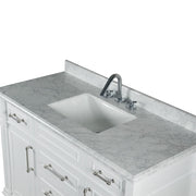 Bellaterra Home 800632-48SBN-WH Napa 48" vanity, White, white Carrara marble top, countertop and sink close-up
