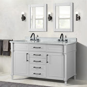 Bellaterra Home 800632-60DBL-WH Napa 60" vanity, White, white Carrara marble top, installed in a bathroom