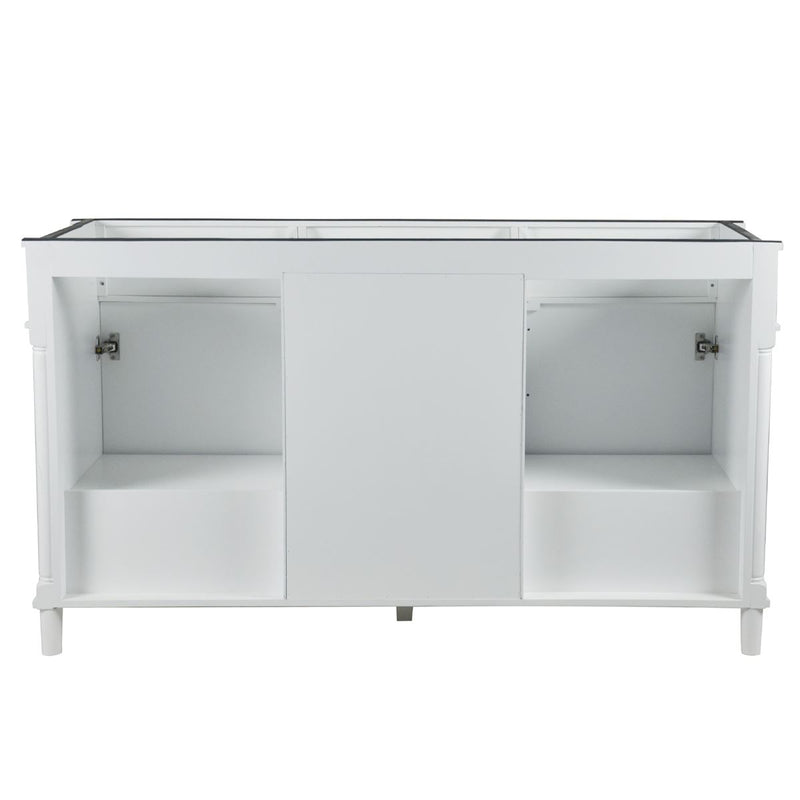 Bellaterra Home 800632-60DBL-WH Napa 60" vanity, White, white Carrara marble top, rear view
