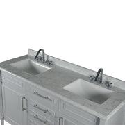 Bellaterra Home 800632-60DBN-LG Napa 60" vanity, Light Gray, white Carrara marble top, countertop and sink close-up