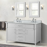 Bellaterra Home 800632-60DBN-WH Napa 60" vanity, White, white Carrara marble top, installed in a bathroom