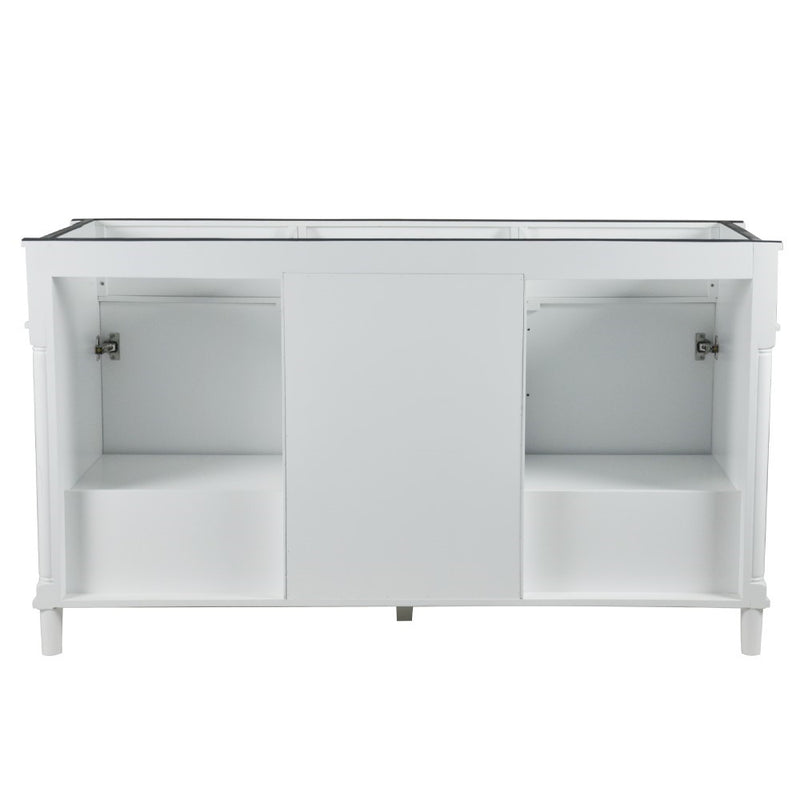 Bellaterra Home 800632-60DBN-WH Napa 60" vanity, White, white Carrara marble top, rear view