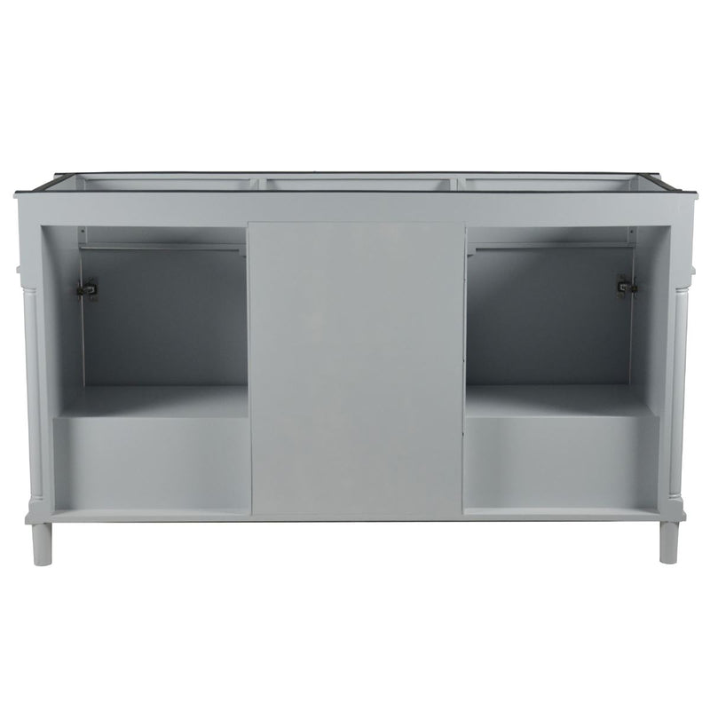 Bellaterra Home 800632-60DGD-LG Napa 60" vanity, Light Gray, white Carrara marble top, rear view