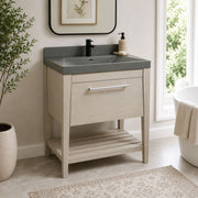 Bellaterra Home 804353V-EP-GY 31.5" vanity, Light Gray, composite granite top, installed in a bathroom
