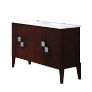 Bellaterra Home 804366-D-W 48" vanity, Walnut, white ceramic top, front view on a white background