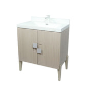 Bellaterra Home 804366V-EP 31.5" vanity, Light Gray, composite granite top, angled view on a white background