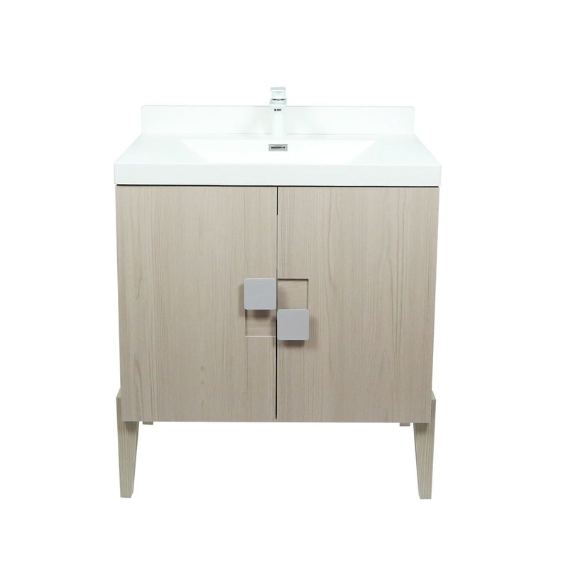 Bellaterra Home 804366V-EP 31.5" vanity, Light Gray, composite granite top, front view on a white background