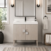Bellaterra Home 804366V-EP 31.5" vanity, Light Gray, composite granite top, front installed