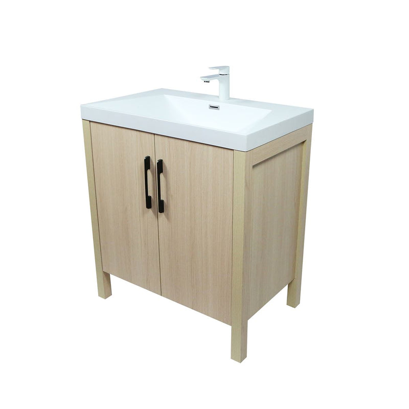 Bellaterra Home 804381V-CO 31.5" vanity, Neutral, composite granite top, angled view on a white background