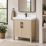 Bellaterra Home 804381V-CO 31.5" vanity, Neutral, composite granite top, installed in a bathroom