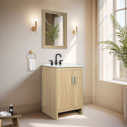Bellaterra Home 808130-25-CO 25" vanity, Neutral, white engineered stone top, installed in a bathroom