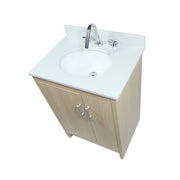 Bellaterra Home 808130-25-CO 25" vanity, Neutral, white engineered stone top, countertop and sink close-up