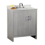 Bellaterra Home 808130-30-GP-WEO 31" vanity, Gray Pine, white engineered stone top, front view on a white background
