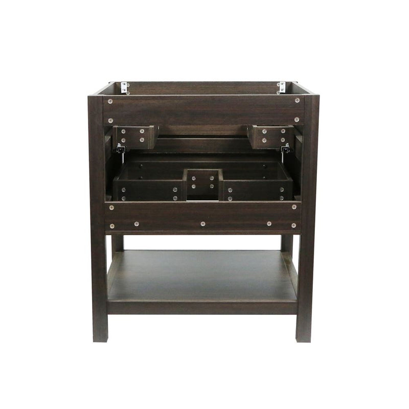 Bellaterra Home 808175-31-RG 31" vanity, Gray, white engineered stone top, back view