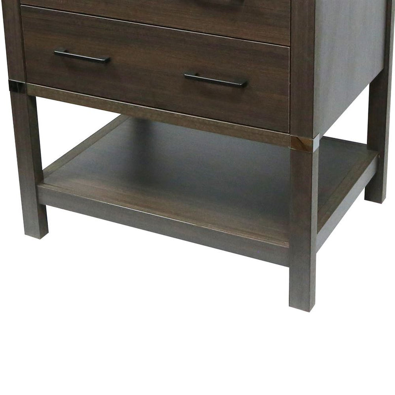Bellaterra Home 808175-31-RG 31" vanity, Gray, white engineered stone top, shelf detail
