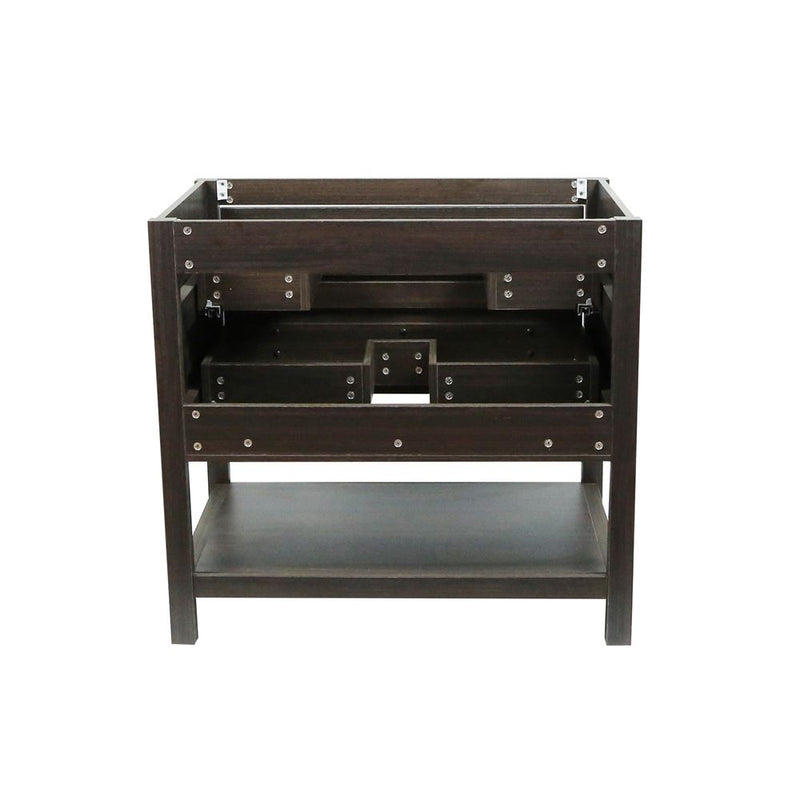 Bellaterra Home 808175-37-RG 37" vanity, Gray, white engineered stone top, back view