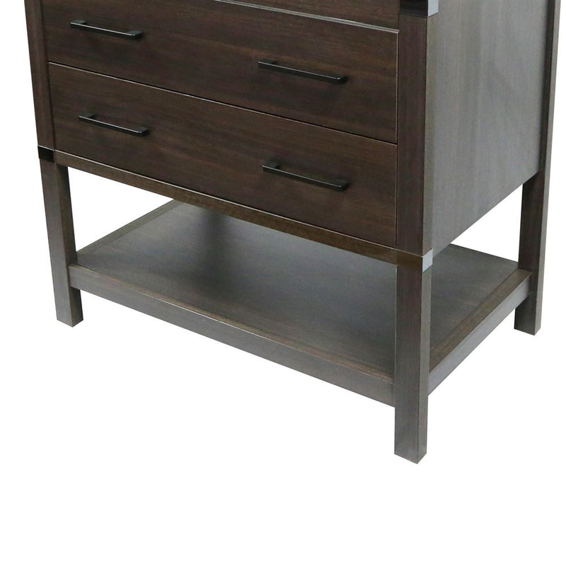 Bellaterra Home 808175-37-RG 37" vanity, Gray, white engineered stone top, shelf detail