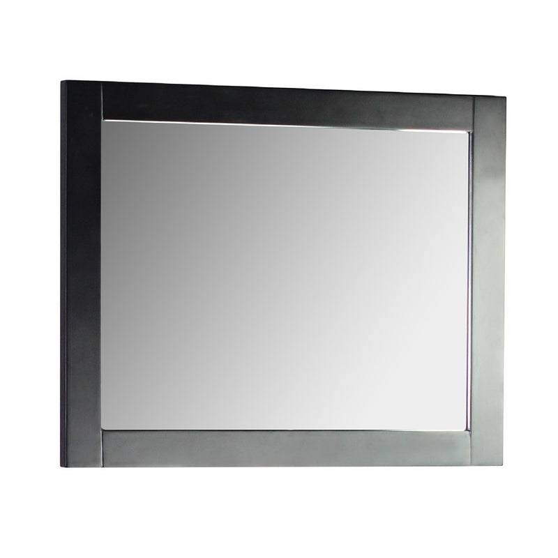 Bellaterra Home 808185-M-30 24" rectangular mirror, Matte Black, front view on a white background