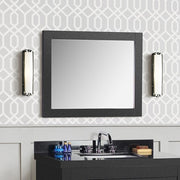 Bellaterra Home 808185-M-30 24" rectangular mirror, Matte Black, installed in a bathroom
