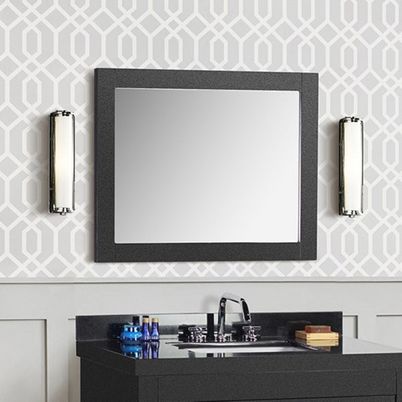 Bellaterra Home 808185-M-30 24" rectangular mirror, Matte Black, installed in a bathroom